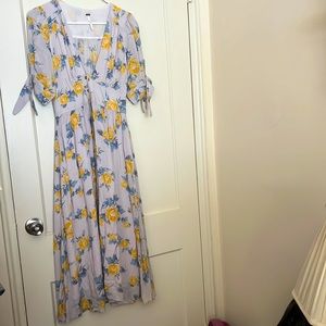 Free people light gray floral dress size: XS